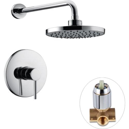 Promote sales Wall mounted brass bathroom shower faucet set cold hot brass control valve with 8 inch shower head shower arm