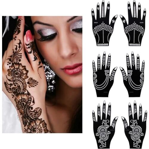 Professional Henna Stencil Temporary Hand Tattoo Body Art Sticker Template Wedding Tool India Flower Tattoo Stencil
