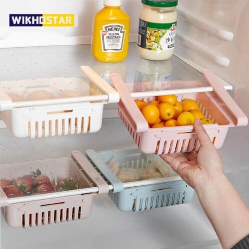 Adjustable Refrigerator Storage Rack Food Organizer Fridge Pull-out Drawer Multifunctional Storage Shelf Kitchen Organizer