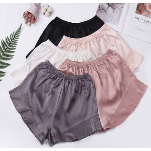 Stain Silk Shorts Ruffle Women Underwear Safety Short Pants Summer Sexy Thin Loose Knicker Panties Under Skirt Shorts Boxer