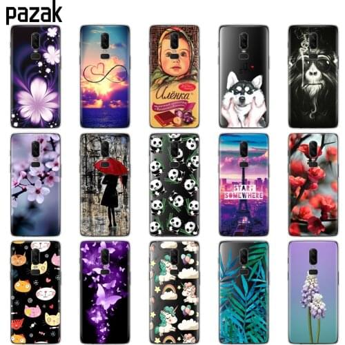 Silicone case for oneplus 6 one plus 6 case back phone cover 360 full protective printing clear Back Cover Coque bumper