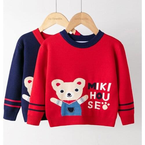 Boys Girls Sweater 2021Autumn Children Cartoon Bear Bottoming Sweater Winter Kids Toddler Clothing Knit Clothes Tops 2-6 years