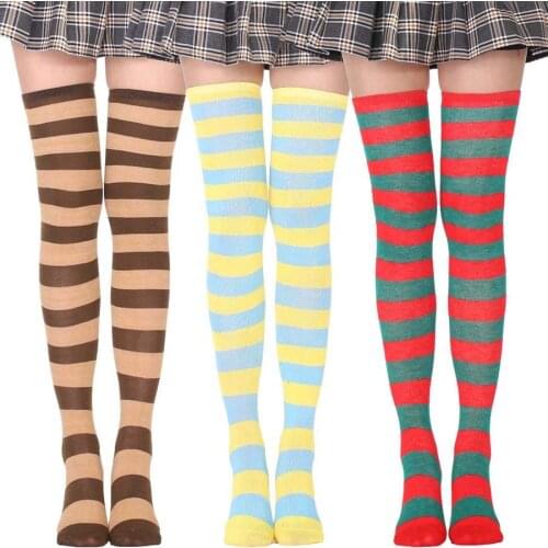 Striped Socks Women Funny Christmas Gifts Sexy Thigh High Nylon Long Stockings Cute Clothing Over Knee Socks