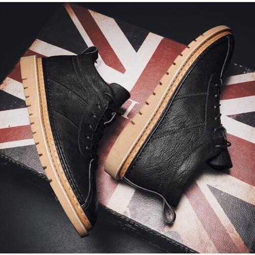 Zapatos De Piel Para Hombre Mens High Top Shoes Black Leather Sneakers Men Zapatos Cuero Hombre Hightop Moccasins For Man