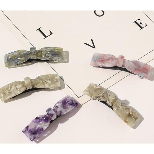 Fashion Geometric Bow Tie Hair Clips Leopard Print Floral Barrettes Women Hairpins Bangs Clips Acetate Resin Hair Accessories