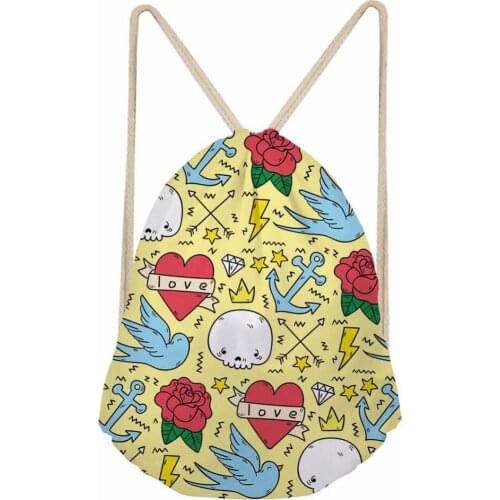 Noisydesigns cartoon animal cute sweet Printing Drawstring Bag Women Backpack Children For Teenager Girls Cinch Mochila Escolar