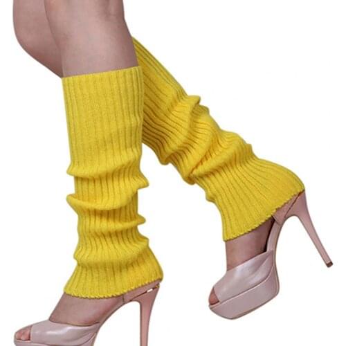 1Pair Women Winter Warm Vertical Stripes Solid Candy Colors Leg Warmers Knitting Socks for Home