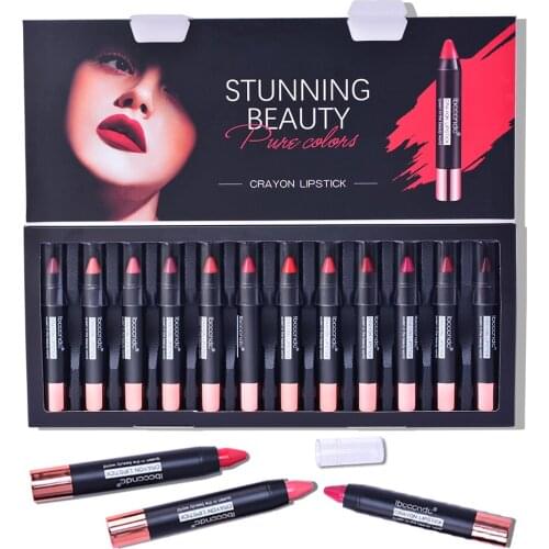 12Pcs/Set Waterproof Lipstick Sexy Vampire Lip Stick Matte Velvet Lipsticks Lips Makeup Cosmetics Labiales Matte Makeup Comestic