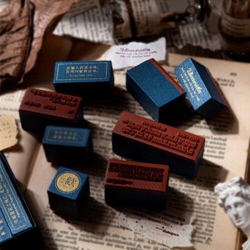 3pcs/set Vintage Literature and Art Handbook Seal Great Writer DIY Wooden Bronzing Seal for Scrapbooking Stationery Quotes Seal