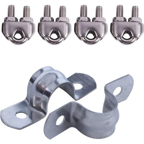 4Pcs Stainless Steel Cable Clip Saddle Clamp & 20Pcs Stainless Steel 2-Hole Rigid Pipe Straps Clamp for 12mm Dia Tube
