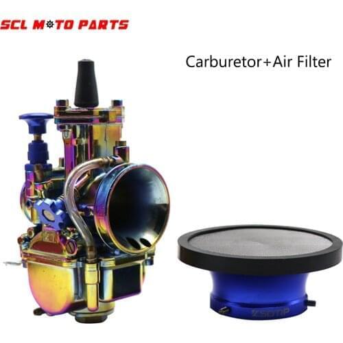 ALconstar-21 24 26 28 30mm PWK Color Carburetor + Air Filter With Mesh For 2T 4T JOG DIO GY6 ATV Buggy Quad Dirt Bike Moped Race