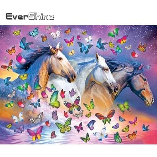 Evershine Diamond Embroidery Horse Cross Stitch Animals 5D Diamond Painting Fantasy New Arrival Mosaic Rhinestone Wall Decor
