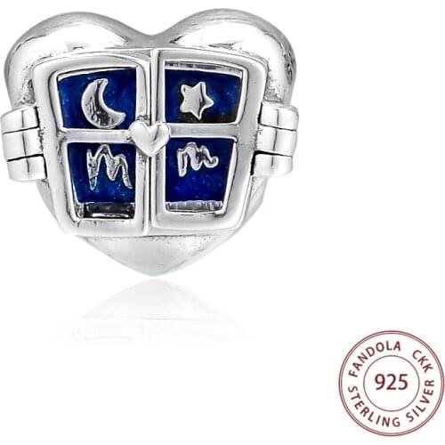 Authentic 925 Sterling Silver Window Heart Charms Beads Fits Original Bracelets DIY Charm for Women Jewelry Making perles