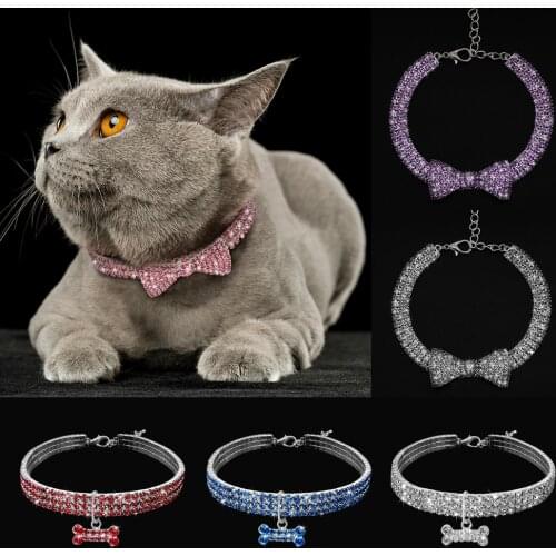 Bling Rhinestone Dog Cat Collar Crystal Puppy Chihuahua Pet Dog Collars For Small Medium Dogs Cats Mascotas Accessories