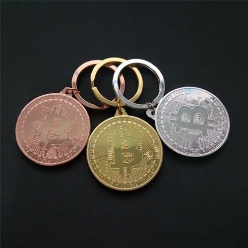 New Design Trendy Gold Silver Color Alloy Bitcoin keychain For Women Man lovely car Bag key ring Jewelry Gift