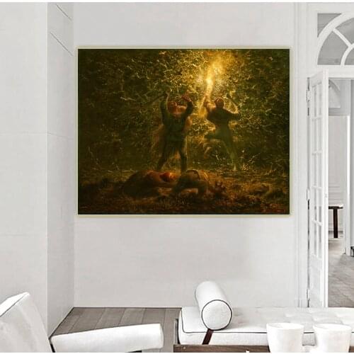 Citon Jean Francois Millet《Hunting Birds at Night》Canvas Oil Painting Artwork Poster Picture Wall Decor Backdrop Home Decoration