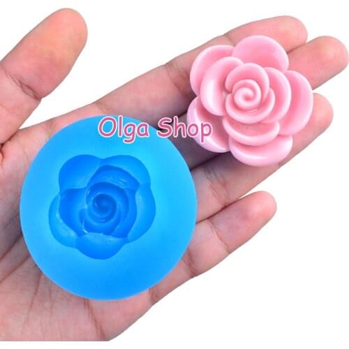 HYL386 38.0mm x 37.8mm Flower Silicone Mold Fondant Cake Decoration Candy Resin Clay Earrings Necklace Craft Soap Candle