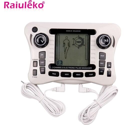 Electrical Pulse Tens Acupuncture Therapy Massager Dual Channel Digital EMS Muscle Stimulator 12 Modes Relax Massage Machine