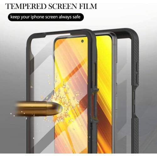 For Xiaomi POCO X3 NFC X3 Pro Hybrid Armor Acrylic Full Cover Case Build in Screen Protector