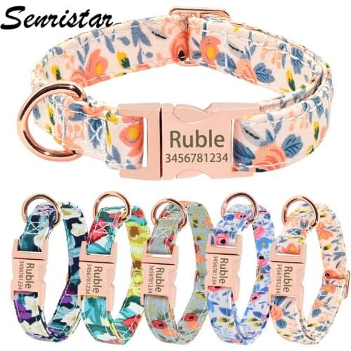 Custom Nylon Print Cat Dog Collar For Small Medium Large Dogs Personalized Engraved ID Name Metal Buckle Puppy Dog Pet Collar