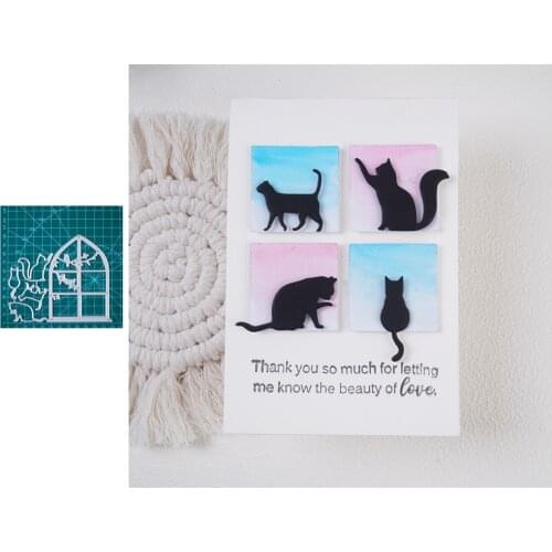 InLoveArts Craft Cats Sits On Window Metal Cutting Dies Cut Scrapbooking Paper Knife Mould Blade Punch Embossing Steencils Dies