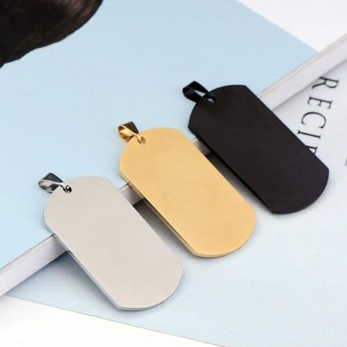 K3ND Military ID Stainless Steel Name Blank Dog Tags Pendant Rectangle Jewelry