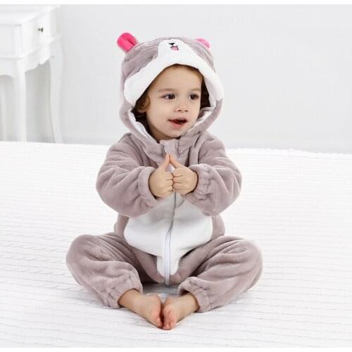 Baby Fashion Rompers Spring Winter Baby Clothes Flannel Cartoon Animals Kids Casual Loose Clothes Toddler Jumpsuit Boys Rompers