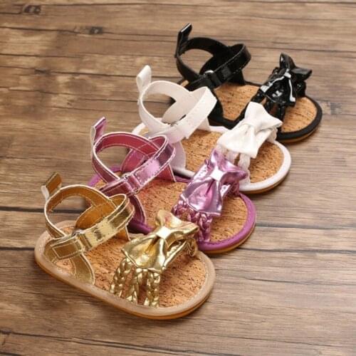Summer Toddler Infant Girls Shoes Newborn Princess Girl PU Leather Bowknot Striped Baby Shoes Beach Shoes