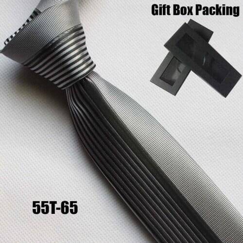 Lingyao Mens designers tie high craft panel necktie half solid silver with black vertical stripes gravata in gift box