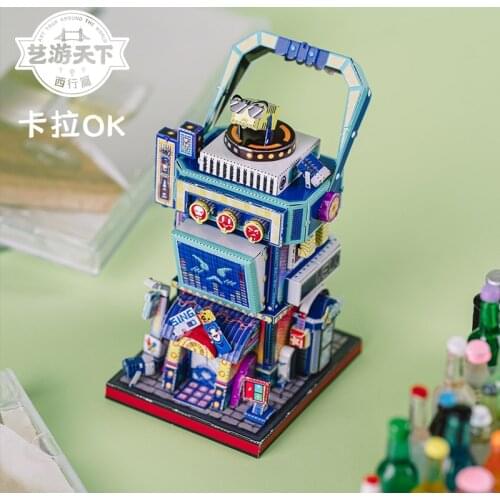 Art Model MU 3D Metal Puzzle Art Tour western Karaoke Bar building model KITS Assemble Jigsaw Puzzle Gift Toys For Children