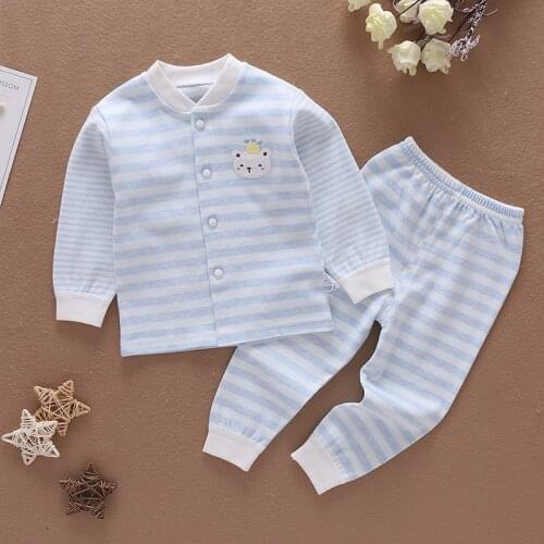 New Baby Pajamas Sets Autumn Baby Boys Clothing Stripe Coat + Cotton Pants 2pcs Set Toddler Girls Warm Winter Outfits Kids Suit