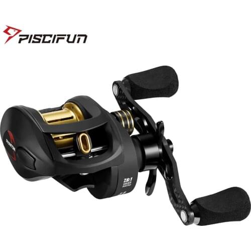 Piscifun Phantom S Baitcasting Reel 2 Gear Ratio 6.5 / 8.1kg Max Drag Low Profile Carbon Handle 2 Colors Fishing Reel