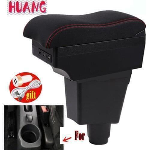 For Renault Sandero 2 Armrest Box For Renault Sandero Car Central Storage Container PU Leathe with USB LED light
