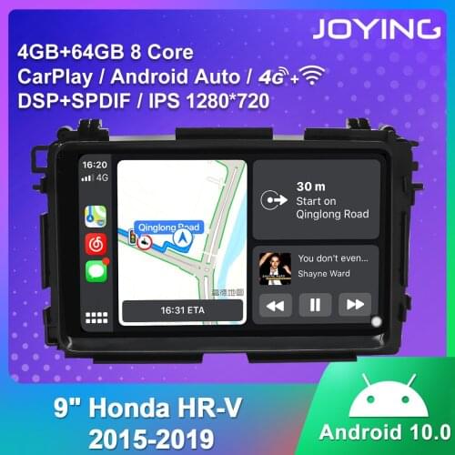 JOYING Car Radio Android 10.0 9 Inch Head Unit Support 4G DSP Carplay GPS HD Video ​For Honda HR-V 2015-2019 FM Audio Stere