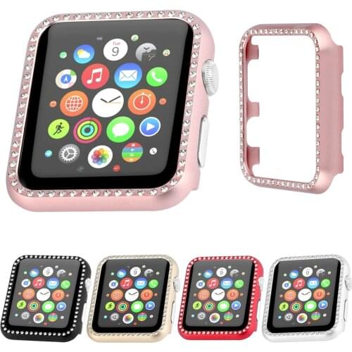 5 Colors Luxury Bling Crystal Metal Cover for Apple Watch Case Diamond Watch Cover for iWatch Series 3 2 1 Case 42mm 38mm Band