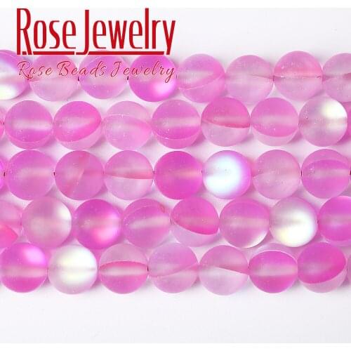 A+ Matte Pink Frosted Austria Crystal Round Beads Glitter MoonStone Beads For Jewelry Making 6 8 10 12mm Diy Bracelet Wholesale