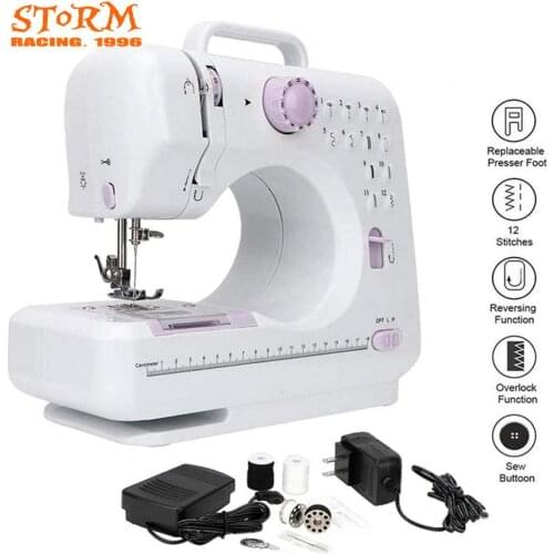 12 Stitches Sewing Machine Household Multifunction Double Thread And Speed Free-Arm Crafting Mending Machine LED Sewing Beginner