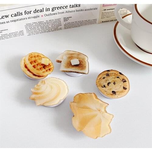 Cute Cookies Waffle Cell Phone Holder For iPhone iPad For Samsung For Huawei For Xiaomi Case Grip Folding Kickstand Tablet Stand
