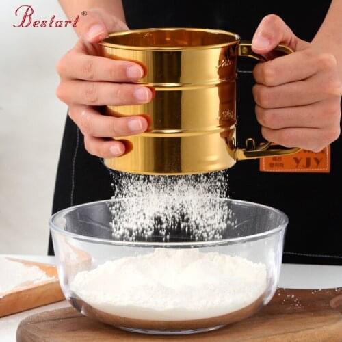 1 Pcs Handheld Flour Shaker Stainless Steel Mesh Sieve Cup Powder Flour Sieve Bake Pastry Tool Hand-pressed Sifter