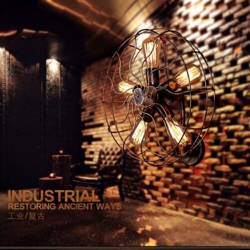Nordic Loft Retro Fan Iron Wall Light E27 Edison Bulbs Bar Cafe Decoration Wall Light Free Shipping
