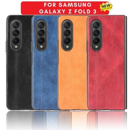 For Samsung Galaxy Z Folding 3 5g Mobile Phone Shell Ultra-thin Polyurethane Synthetic Leather Shockproof Back Mobile Phone