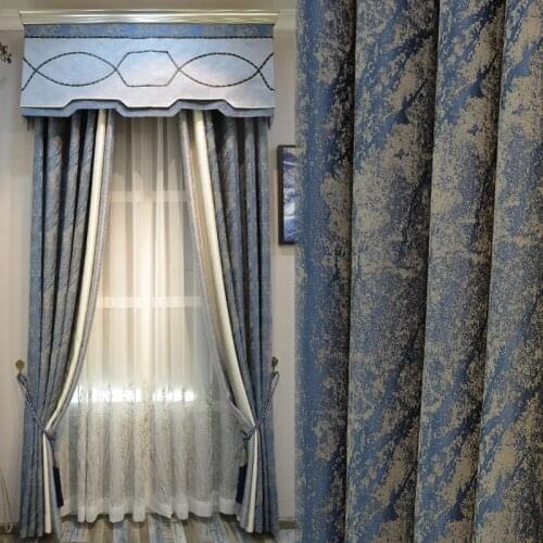 Post modern American simple modern curtain living room bedroom full shading balcony splicing custom French window curtains