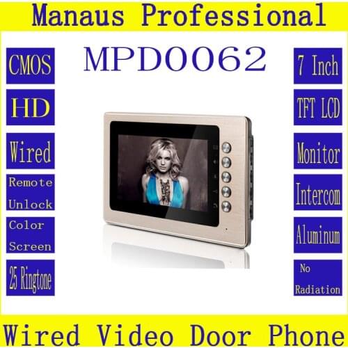 Ultra clear 7 inch TFT LCD cable video intercom and LCD cable indoor monitoring intelligent digital video doorbell D62C