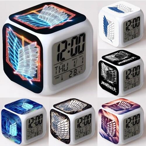 Attack on Titan LED Alarm Clock Scout Regiment Luminous Kid Children Timer Toys Table Lamp Digital Clock Party Home Decor Gifts