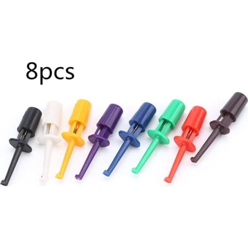 8Pcs Small Test Crochet Clip Electronic Probe Test Probe IC Collector Round Crocodile Crochet Test Clip