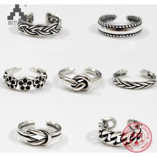 Women Unique Adjustable Opening 925 Sterling Silver Finger Ring Retro Carved Toe Ring Beach Foot Jewelry