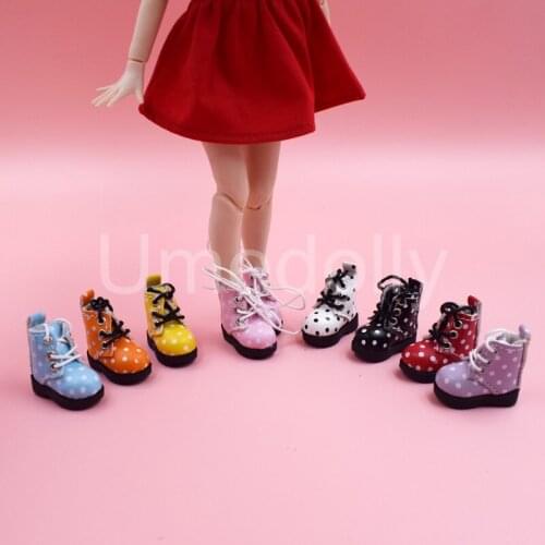 1 Pair Cute Mini Polka Dot Dolls Boot for1/6 Blyth, Pullip, Barbies, Licca, 1/8 BJD Doll Shoes Accessories