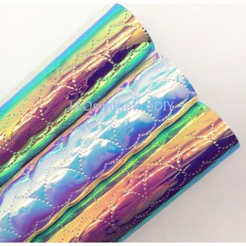 1PC 21X29CM Quilted Hearts Synthetic Leather Fabric Sheets, Patent Holographic Leather For Making Bows LEOsyntheticoDIY R308