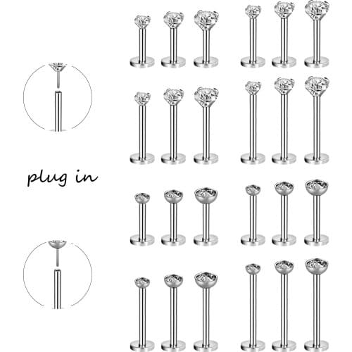 3Pcs/lot 16G Stainless Steel Lip Labret Piercing Set Crystal Monroe Lip Stud Ring Tragus Helix Conch Cartilage Earring Piercing