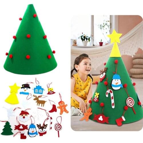 3D Felt Christmas Tree Decor Creative DIY Xmas Tree With Xmas Decor Accessories Photography Props Party Supplies For Christmas
